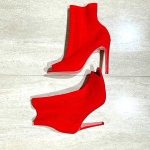 Aldo Open Toe Red Knit Heels
